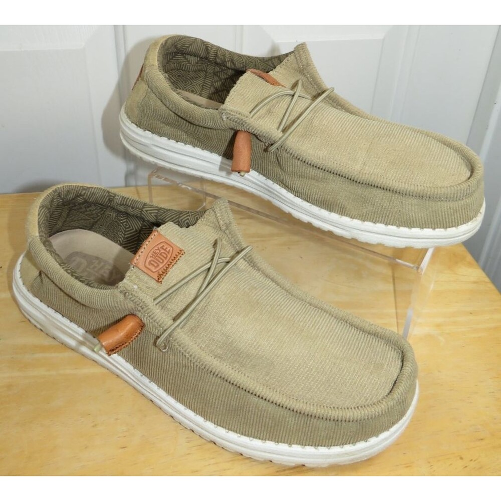 Hey Dude Wally Corduroy 'Tan' Mens Slip On Casual Shoes Size 9